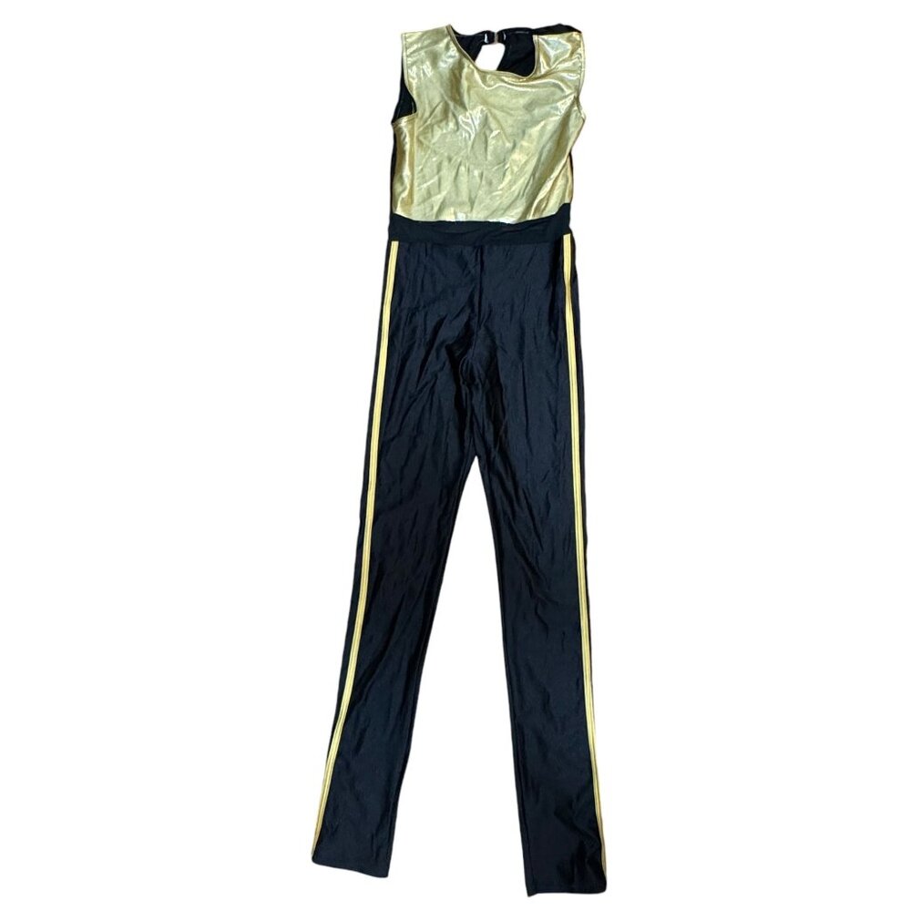 WEISSMAN Gold and Black Dance Costume - Full Body Jumpsuit (SMALL ADULT) ...
